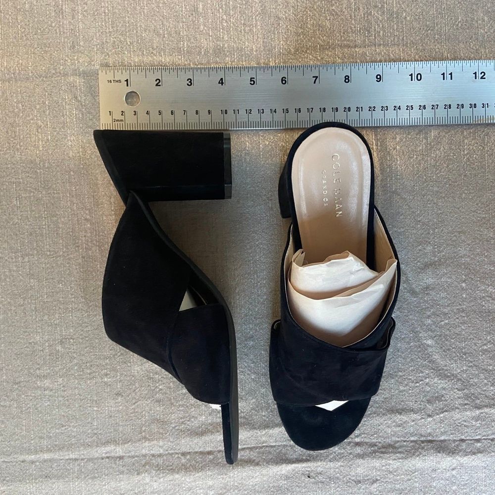 Cole Haan | Gabby Sandals Women's Size 9.5 B Black Suede Open Toe Casual Pump - Picture 7 of 12